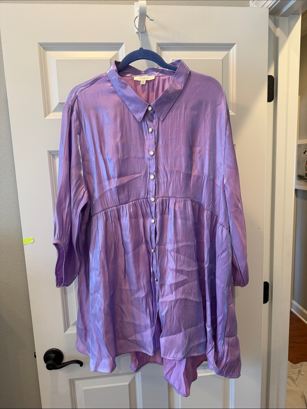 Shimmery Lavender Button-Up Tunic